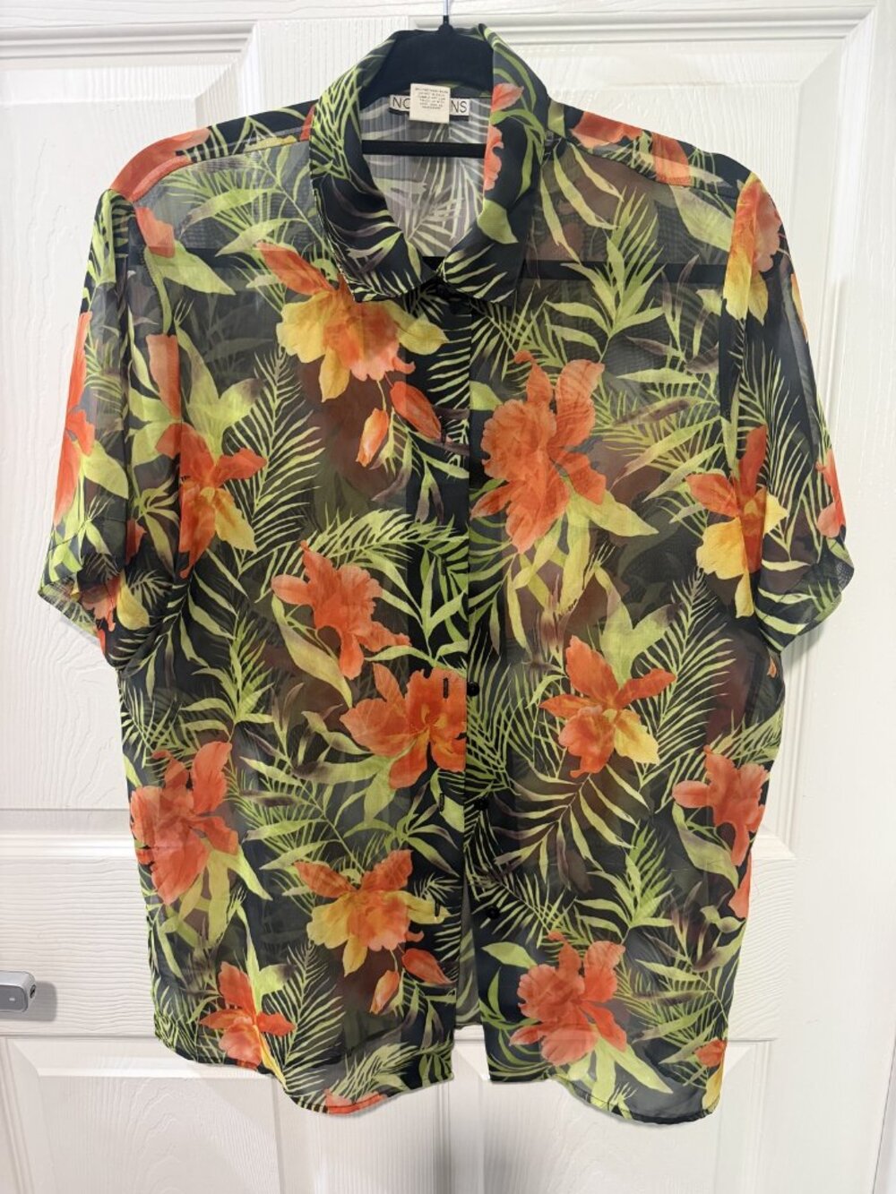 Notation Size Medium (M) Tropical Floral Print Short Sleeve Button-Up Shirt
